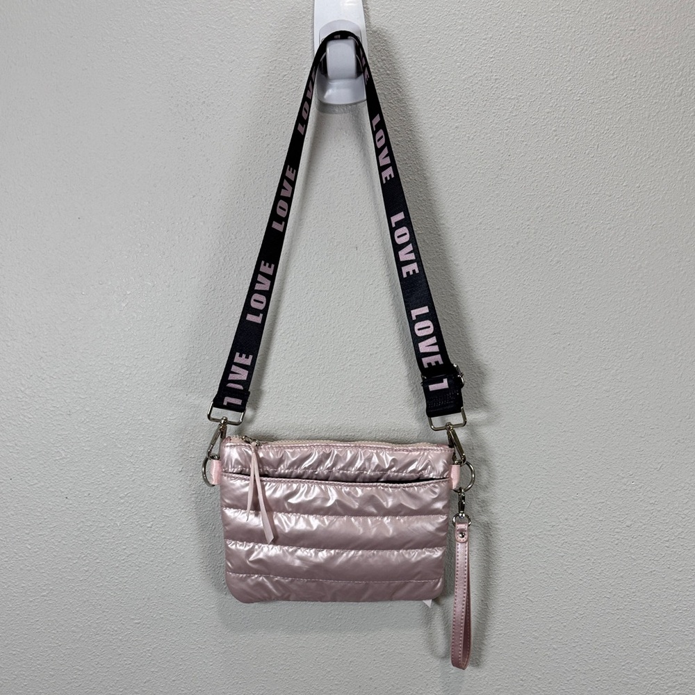 LemonBella‎ small puffer Pink Quilted Crossbody Bag wristlet